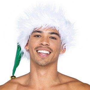 Naughty Elf Hat with Faux Fur Trim and Jingle Bell